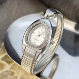 Honeycomb Bullet Texture Dial Single-Coil Snake Bangle Futuristic Statement Watch