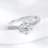 Excellent 0.3-3CT VVS1 D Colour Moissanite Diamonds Solitaire Wedding Silver Ring