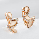 New Fashion Trendy 14K Rolled Rose Gold AAA Zircon Diamonds Geometric Drop Earrings - High Quality Daily Jewellery