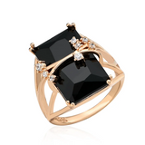 14 Karat Gold Filled Black Square AAA Zircon Crystal High Quality Daily Jewellery Rings