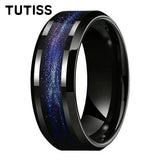 Various Flowing Sand/Green Grass Agate Inlay 8mm Tungsten Carbide Rings