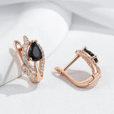 14 Karat Gold Filled Vintage Black AAA Zircon Crystals Dangle Luxury Earrings For Women