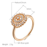 Awesome Crystal Flower Rolled 14K Rose Gold AAA Zircon Diamonds Trendy Rings - Daily Fine Vintage Jewellery