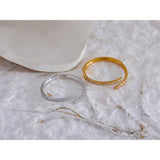 18K Gold Plated Exquisite Minimalist AAA Cubic Zirconia Diamonds Stainless Steel Ring