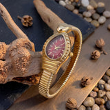 Waterdrop Case Single-Coil Snake Bangle Luxury Art Deco Inspired Ladies Watch