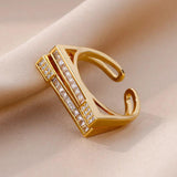 New Trend Stainless Steel Gold Colored Quality Zircon Luxury Opening Adjustable Hoop Jewellery Gifts for Girls - The Jewellery Supermarket