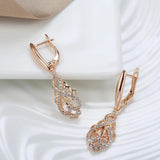 Luxury Natural Zircon 14K Rose Gold Filled Long Dangle Fashion Earrings - High Quality Jewellery