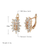 Dazzling 14K Rolled Rose Gold AAA Zircon Damonds Drop Luxury Earrings For Women - Fashion Wedding Party Jewellery