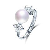 High Quality White,Pink,Purple,Black,Gold Pearls AAA Zircon Diamonds Silver Rings