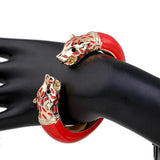 New Unique Design Luxury Enameled Colorful Wolf Bangle Statement Cuff Bracelet - Fashion Jewellery for Women - The Jewellery Supermarket