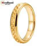Carbon Fiber Inlay 4/6/8mm Gold Tungsten Engagement Wedding Rings for Men Women
