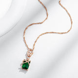 Marvelous Unique 14K Rolled Rose Gold Green AAA Zircon Crystals Necklace For Women - Fashion Jewellery