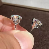 Sparkling 6.5mm1 ct Original D VVS1 Moissanite Diamonds Four Claw Stud Earrings