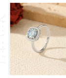 VVS1 D Colour Sea Blue Moissanite Silver Classic Wedding Engagement Halo Ring