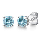 Real 0.1-3CT Moissanite Diamond Stud Earrings Silver Platinum Plated  Fine Jewelry