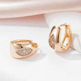 14 Karat Rolled Gold Oval AAA Zircon Diamonds Full Paved Hoop Luxury Earrings For Women