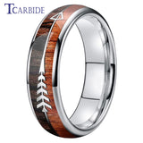 Double Wood And Steel Arrow Inlay 6/8MM Mens Womens Tungsten Carbide Rings