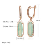 14 Karat Elegant Lake Green Long AAA Zircon Crystals Dangle Earrings For Women