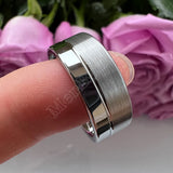 Offset Groove Polished Brushed Finish 6MM 8MM Womens Mens Tungsten Carbide Rings