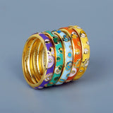 Classic Colorful Handmade Enamel Stackable 925 Silver Rings