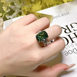 Excellent Luxury Silver Crushed Ice Cut 14CT AAAAA High Carbon Lab Created Sapphire Citrine Gemstone Big Rings - The Jewellery Supermarket
