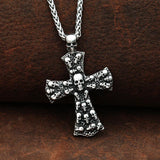 New Skull Cross Charm Stainless Steel Gothic Skull Cross Soul Skeleton Necklace for Men Women Fashion Punk Biker Jewellery