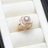 Multicolour Flower Design Freshwater Pearl AAA Zircon Diamonds 925 Silver Ring