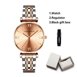 Luxury Elegant Fashion Round Dial Stainless Steel Ladie's Watch Japan Movement Quartz Rose Gold Plated Wristwatches