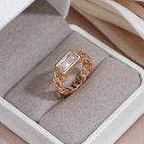 Shiny Luxury 14K Rolled Gold AAA Zircon Diamond Ring Fine Jewellery