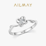 Elegant Romantic AAAA Lab Created Diamond Flower 925 Sterling Silver Cute Ring