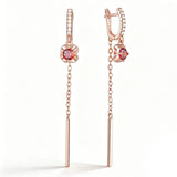 Delicate Red AAA Zircon Crystals 14K Filled Gold Long Tassel Earrings Fine Jewellery