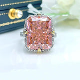 Exceptional Fashion Luxury Set Paparachia AAAAA Quality High Carbon Diamond Big Silver Rings - Female Fine Jewellery
