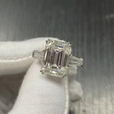 1/2/3/4CT Emerald Cut Full Moissanite Diamond Rings Silver GRA Certified Three Stones Wedding Engagement Jewellery