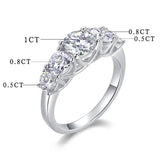 Elegant Jewellery Three Stone Moissanite Diamonds 18KGP Silver Engagement Wedding Ladies Rings with GRA Certificate