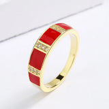 Classic 18 KGP Red Drip Simple Handmade Enamel Party Ring Wedding Jewellery