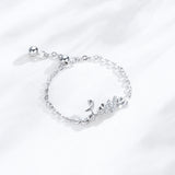 Romantic Love AAAA Lab Created Diamond 925 Sterling Silver Adjustable Chain Ring