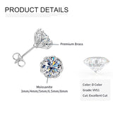 Superb 0.1-2CT Round Cut D Colour VVS1 Moissanite Diamonds Unisex Stud Earrings