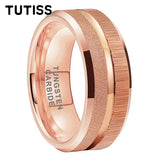Sandblasted Finish 14K Gold Plated  6mm/8mm Tungsten Carbide Rings for Men Women