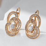 Shiny 14K Filled Rose Gold AAA Zircon Diamonds Symmetry Flower Design Earrings - Vintage Style Fine Jewellery