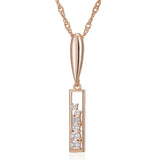 Gorgeous Rolled 14K Rose Gold AAA Zircon Diamonds Pendant And Necklace For Women - High Quality Daily Jewellery