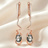 Deliacate 14K Filled Gold Grey AAA Zircon Crystals Dangle Luxury Earrings
