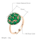 Unusual 14K Rolled Gold Full Sparkling Green AAA Zircon Crystals Luxury Ring