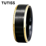 Matte Silver Brushed Center Shiny Blue Beveled Edges Two Tone 6/8mm Tungsten Rings