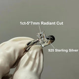 Excellent 1Carat Radiant/Asscher Cut Moissanite Diamond Rings 925 Silver Wedding Engagement GRA Certified Jewellery