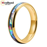 Multicolor Abalone Shell Inlay Domed Polished 4/6/8MM Men Women Tungsten Rings