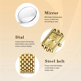 New Arrival Fashion Casual Luxury New Watches for Women Waterproof Square Dial Steel Belt Quartz Wrist Watches