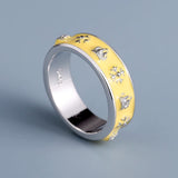 Classic New 925 Yellow Handmade Enamel Cross Wilderness Crown Pattern Ring