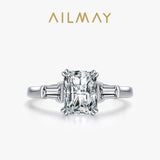 Luxury Rectangle 2 Carat AAAA Lab Created Diamond 925 Sterling Silver Ring
