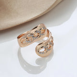 Super Trendy Fashion Geometry Filled 14K Rose Gold AAA Zircon Dimonds Ring for Women - Fine Bride Jewellery