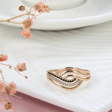 Rolled 14K Rose Gold White and Black AAA Zircon Diamonds Ring - Fashion Geometry Vintage Style Fine Jewellery